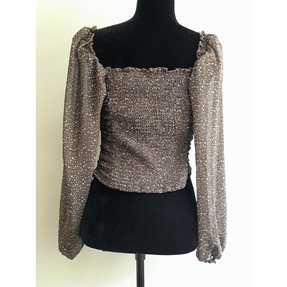 Womens Y2K Boho Milkmaid Cottagecore Romantic Floral Ditsy Sz Medium Top Blouse - Picture 6 of 7